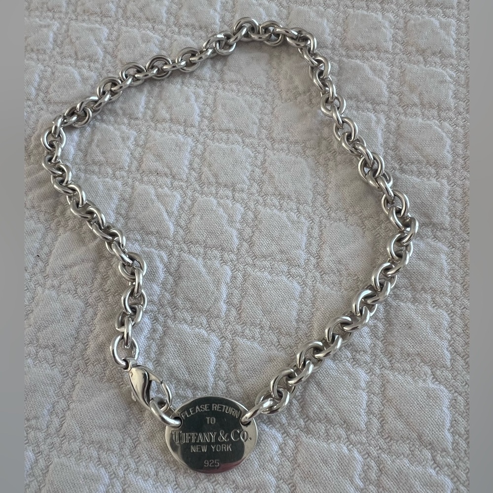 Tiffany & Co. Sterling Silver Oval Tag Necklace
